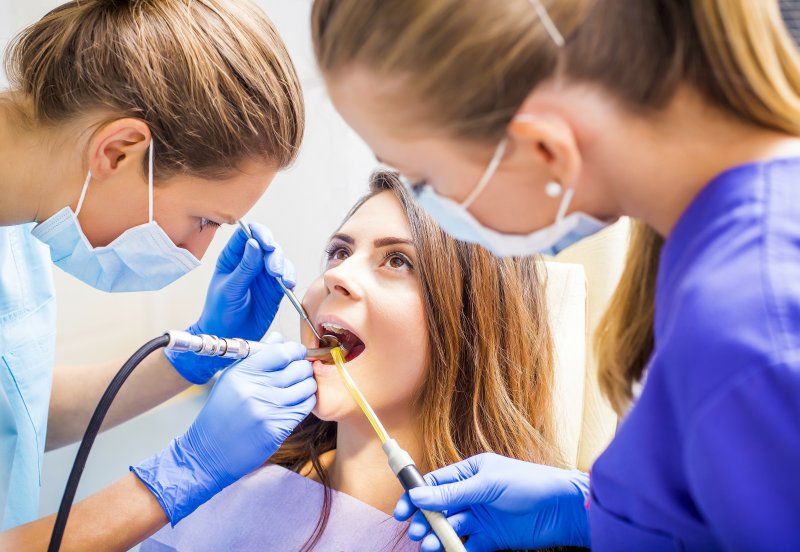 Woman getting dental work